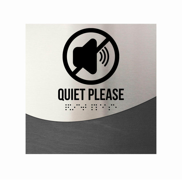 Information Signs - Quiet Please Sign Steel & Wood "Jure" Design