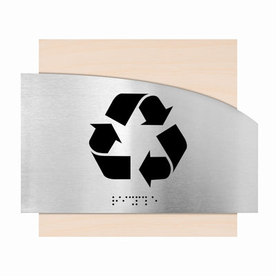 Information Signs - Recycle Signs - Wood & Stainless Stee Plate - "Wave" Design