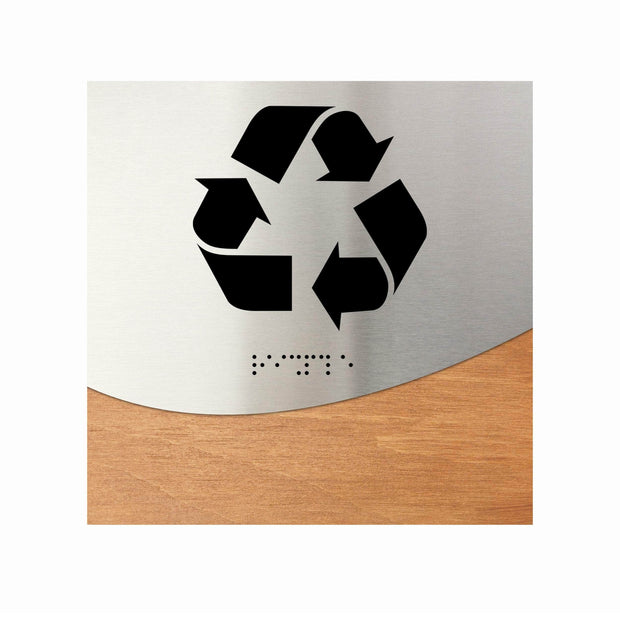 Information Signs - Recycle Sign - Stainless Steel & Wood Door Plate "Jure" Design