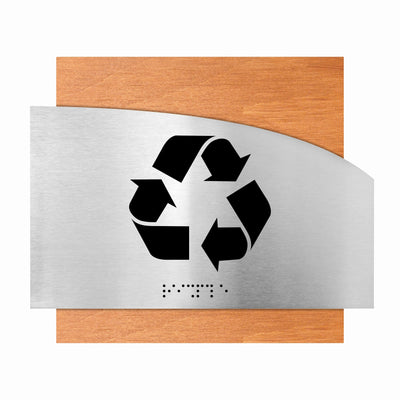 Information Signs - Recycle Signs - Wood & Stainless Stee Plate - "Wave" Design