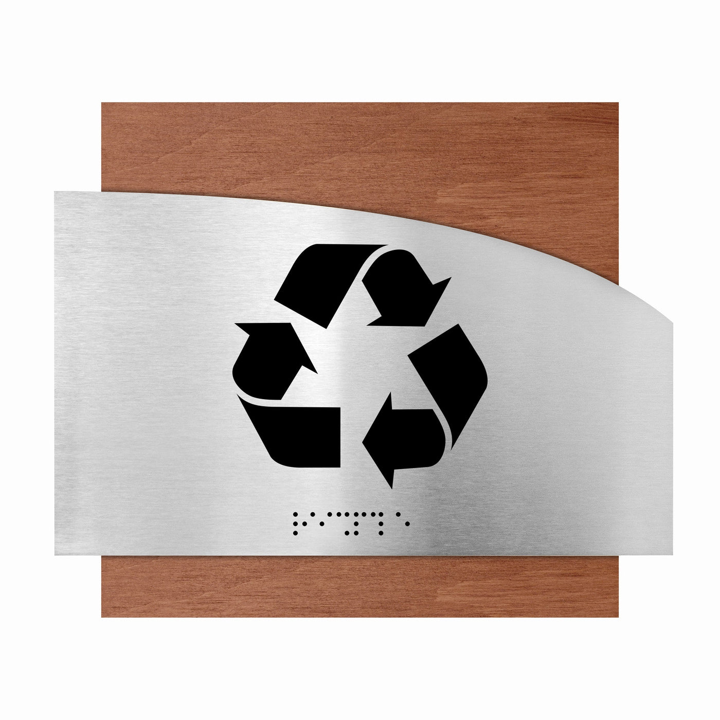 Information Signs - Recycle Signs - Wood & Stainless Stee Plate - "Wave" Design