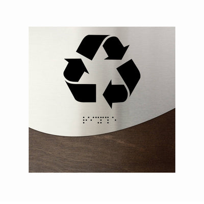 Information Signs - Recycle Sign - Stainless Steel & Wood Door Plate "Jure" Design