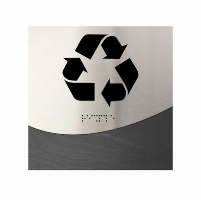 Information Signs - Recycle Sign - Stainless Steel & Wood Door Plate "Jure" Design