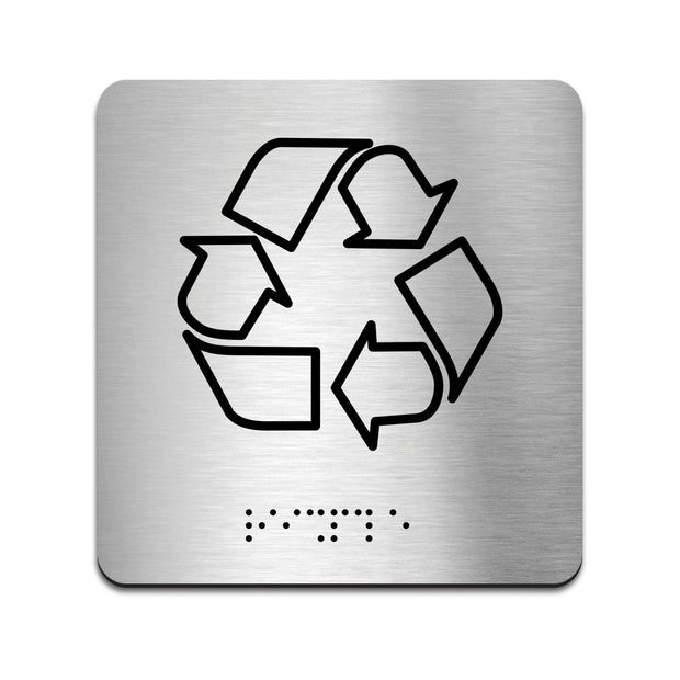 Information Signs - Recycle Sign Stainless Steel With Braille