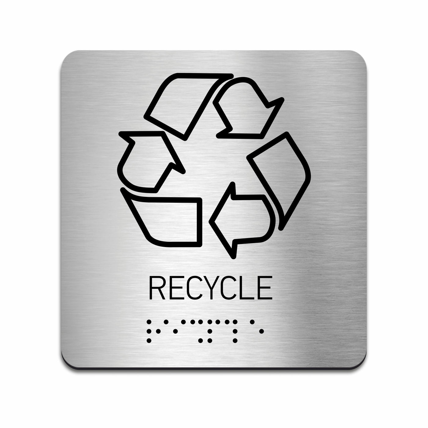 Information Signs - Stainless Steel Recycle Sign With Braille