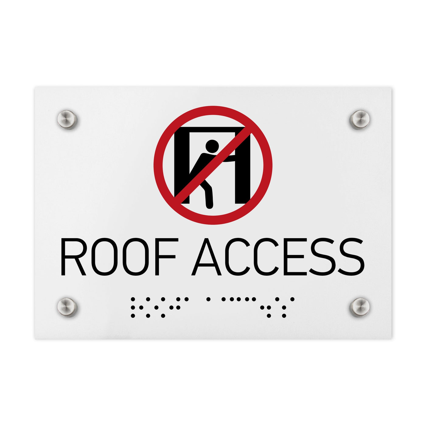 Information Signs - Roof Access Sign Braille - White Acrylic