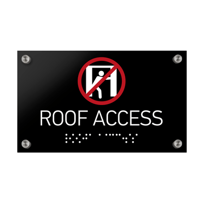 Information Signs - Roof Access Sign Braille - Black Acrylic