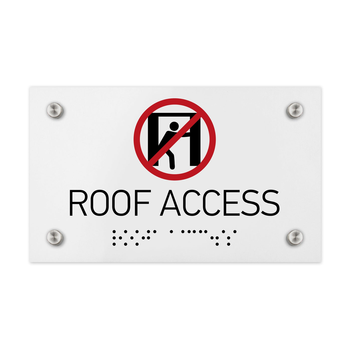 Information Signs - Roof Access Sign Braille - White Acrylic