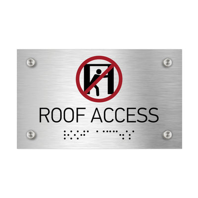 Information Signs - Roof Access Sign Braille - Stainless Steel