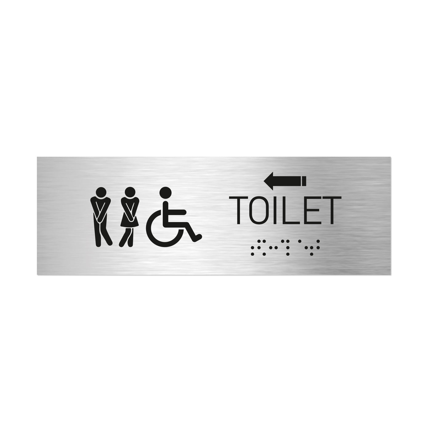 Bathroom Signs - All Gender With Weelchair Toilet Signs With Braille - Stainless Steel