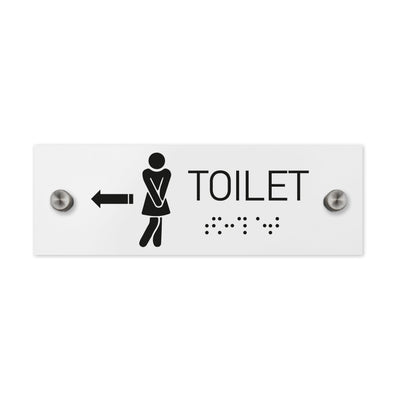 Bathroom Signs - Women Toilet Signs With Braille - Milk Acrylic