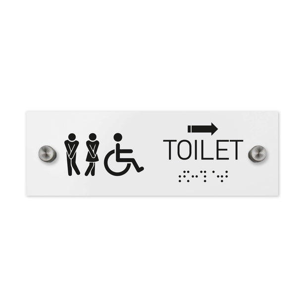 Bathroom Signs - Men & Women & Wheelchair Toilet ADA Signs With Braille - Milk Acrylic