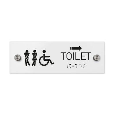 Bathroom Signs - Men & Women & Wheelchair Toilet ADA Signs With Braille - Milk Acrylic