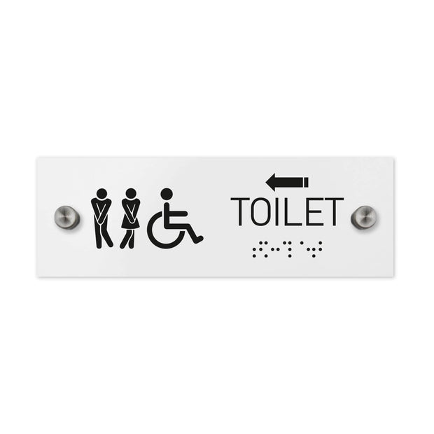Bathroom Signs - Men & Women & Wheelchair Toilet ADA Signs With Braille - Milk Acrylic