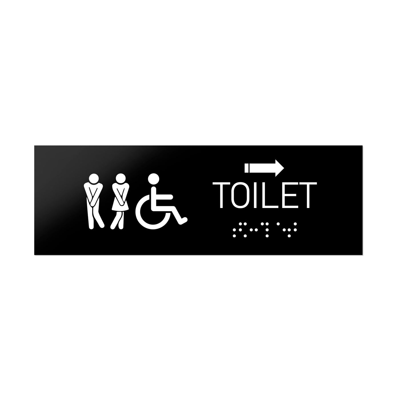 Bathroom Signs - Men & Women & Wheelchair Toilet ADA Signs With Braille - Black Acrylic