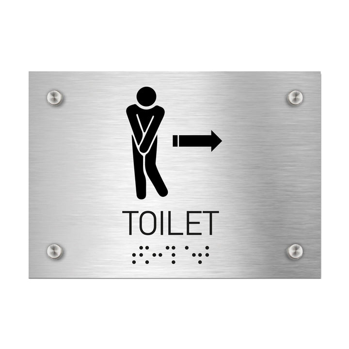 Bathroom Signs - Men Toilet Directional Sign - Stainless Steel