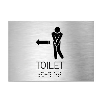 Bathroom Signs - Men Toilet Directional Sign - Stainless Steel