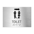 Bathroom Signs - Unisex Toilet Directional Sign - Stainless Steel - Photo #3
