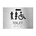 Bathroom Signs - All Gender With Weelchair Toilet Directional Sign - Stainless Steel - Photo #3