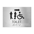 Bathroom Signs - All Gender With Weelchair Toilet Directional Sign - Stainless Steel - Photo #1