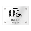 Bathroom Signs - All Gender Directional Restroom Sign - Clear Acrylic - Photo #2