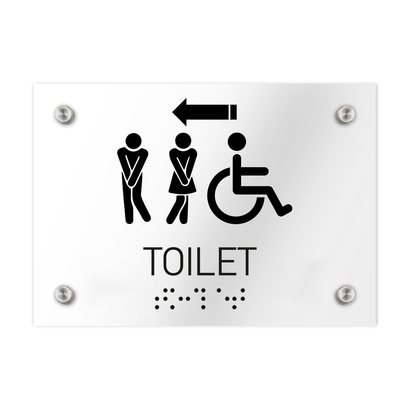 Bathroom Signs - All Gender Directional Restroom Sign - Clear Acrylic