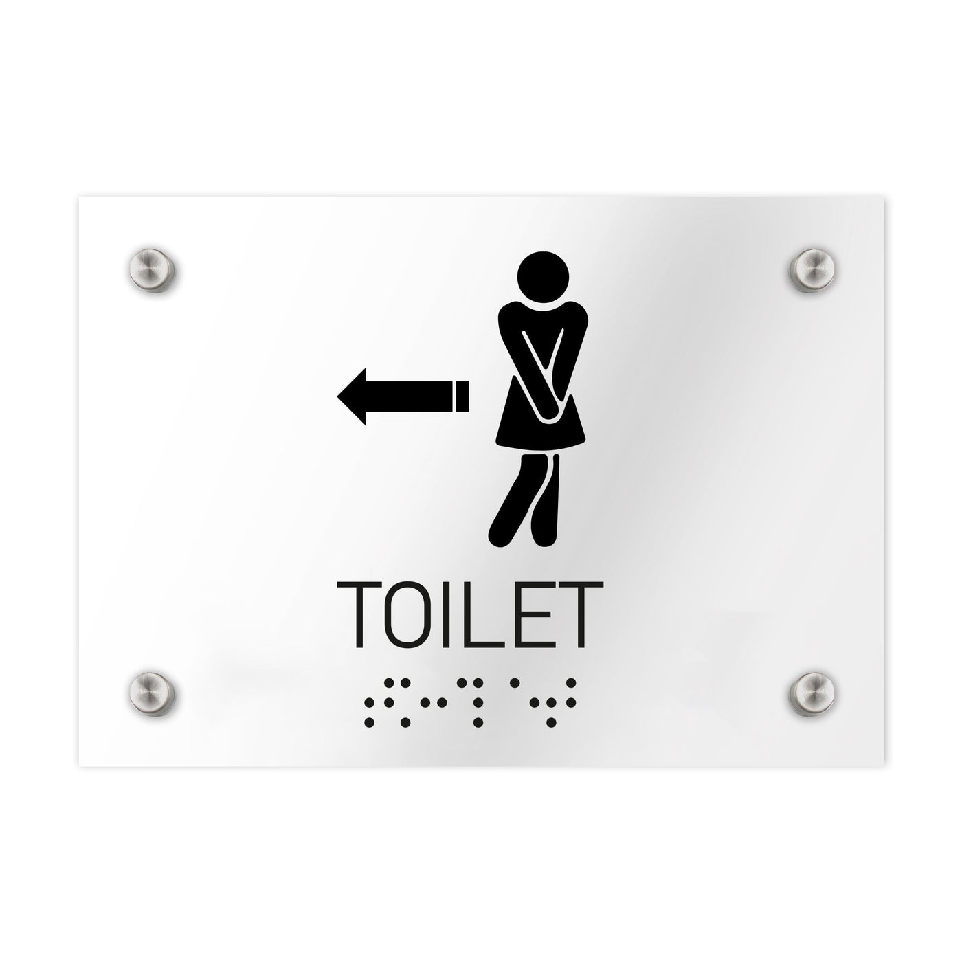 Bathroom Signs - Women Toilet Directional Sign - Clear Acrylic