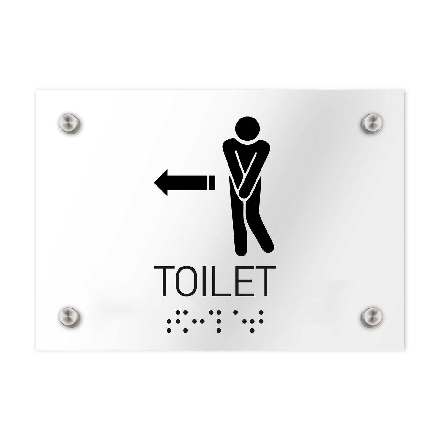 Bathroom Signs - Men Toilet Directional Sign - Clear Acrylic