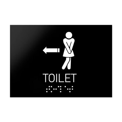 Bathroom Signs - Women Directional Restroom Sign - Black Acrylic