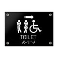 Bathroom Signs - All Gender With Weelchair Directional Restroom Sign - Black Acrylic - Photo #1