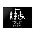 Bathroom Signs - All Gender With Weelchair Directional Restroom Sign - Black Acrylic - Photo #4