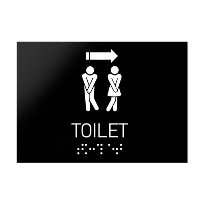 Bathroom Signs - All Gender Directional Restroom Sign - Black Acrylic