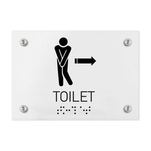 Bathroom Signs - Men Directional Toilet Sign - Milk Acrylic