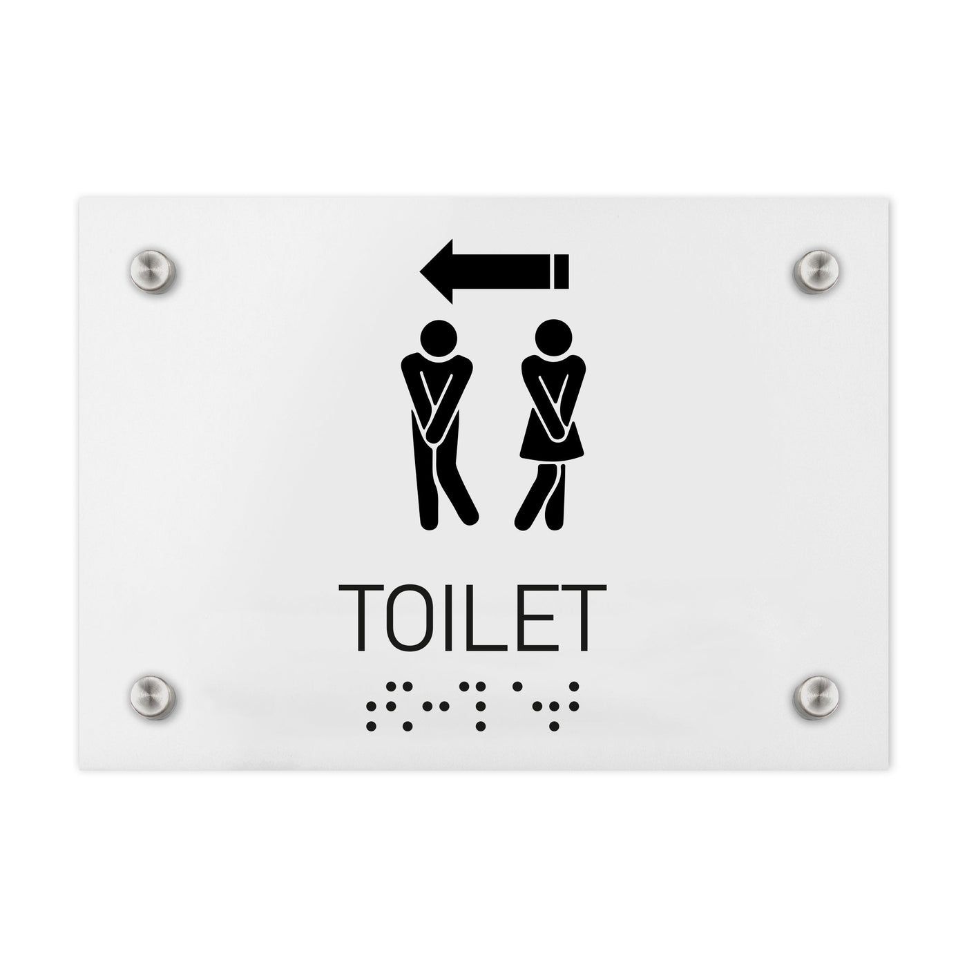 Bathroom Signs - Unisex Directional Toilet Sign - Milk Acrylic