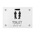 Bathroom Signs - Unisex Directional Toilet Sign - Milk Acrylic - Photo #3