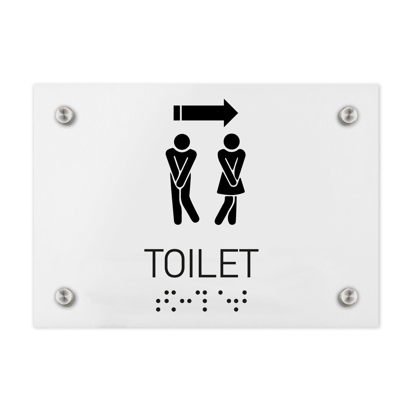 Bathroom Signs - Unisex Directional Toilet Sign - Milk Acrylic