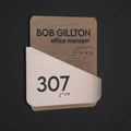 Door Numbers Office Door Number Sign with Personalized Name: Stainless Steel & Wood  — "Downhill" Design - Photo #7