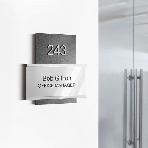 Door Signs Room Number Sign with Name Plate: Wood & Acrylic Sign