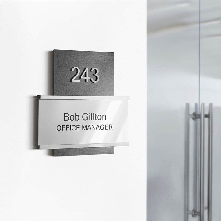 Door Signs Room Number Sign with Name Plate: Wood & Acrylic Sign