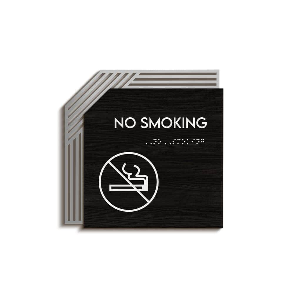 Information signs No Smoking Sign — Stainless Steel & Wood Door Plate — "Authentic" Design