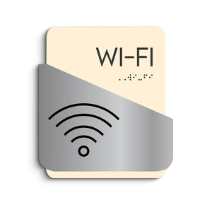 Information signs Wi-Fi Signs: Wood & Stainless Steel Plate — "Downhill" Design