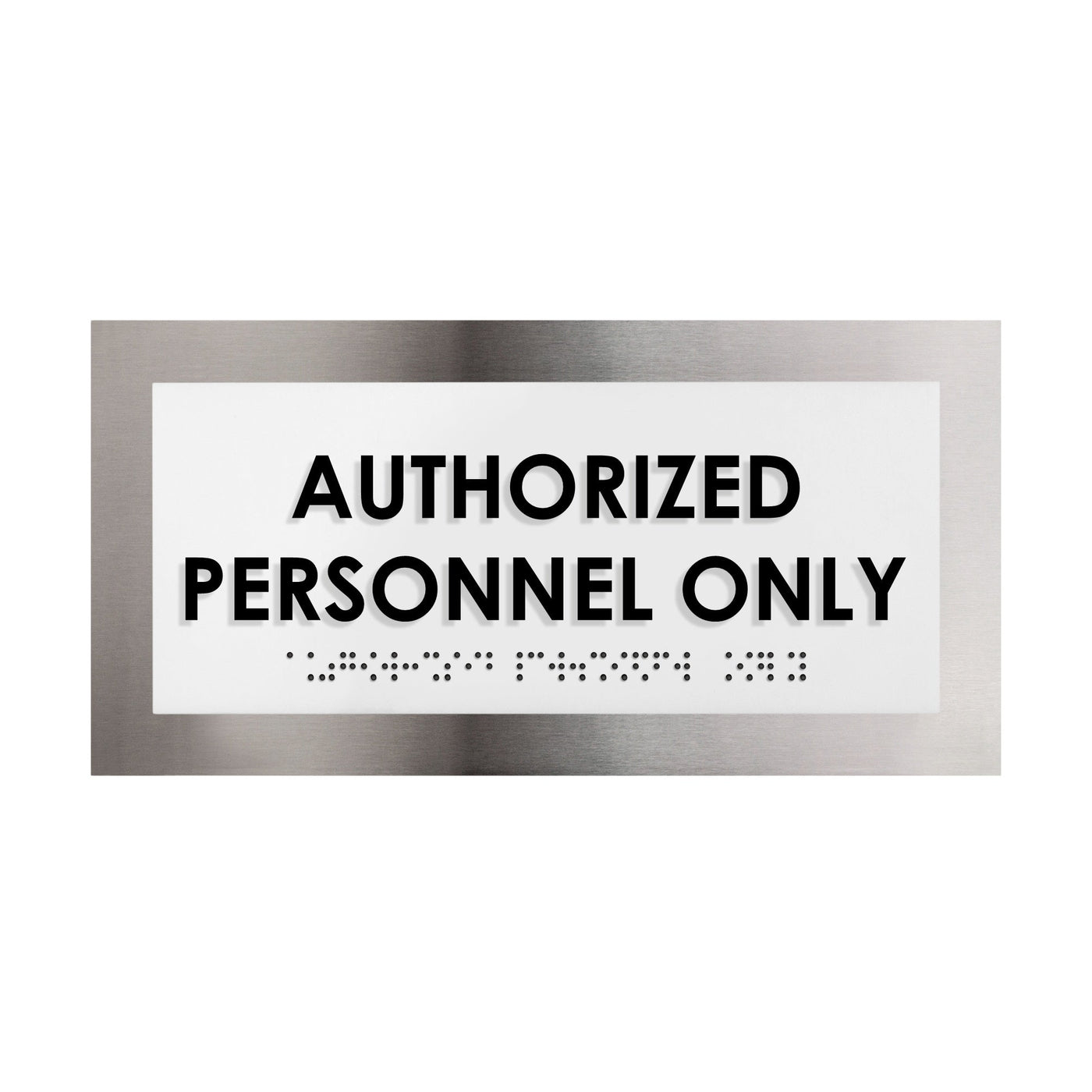 Door Signs - Authorized Personnel Only Signs - Stainless Steel Plate - "Modern" Design