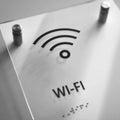 a close up of a sign with a wifi symbol on it - Photo #8
