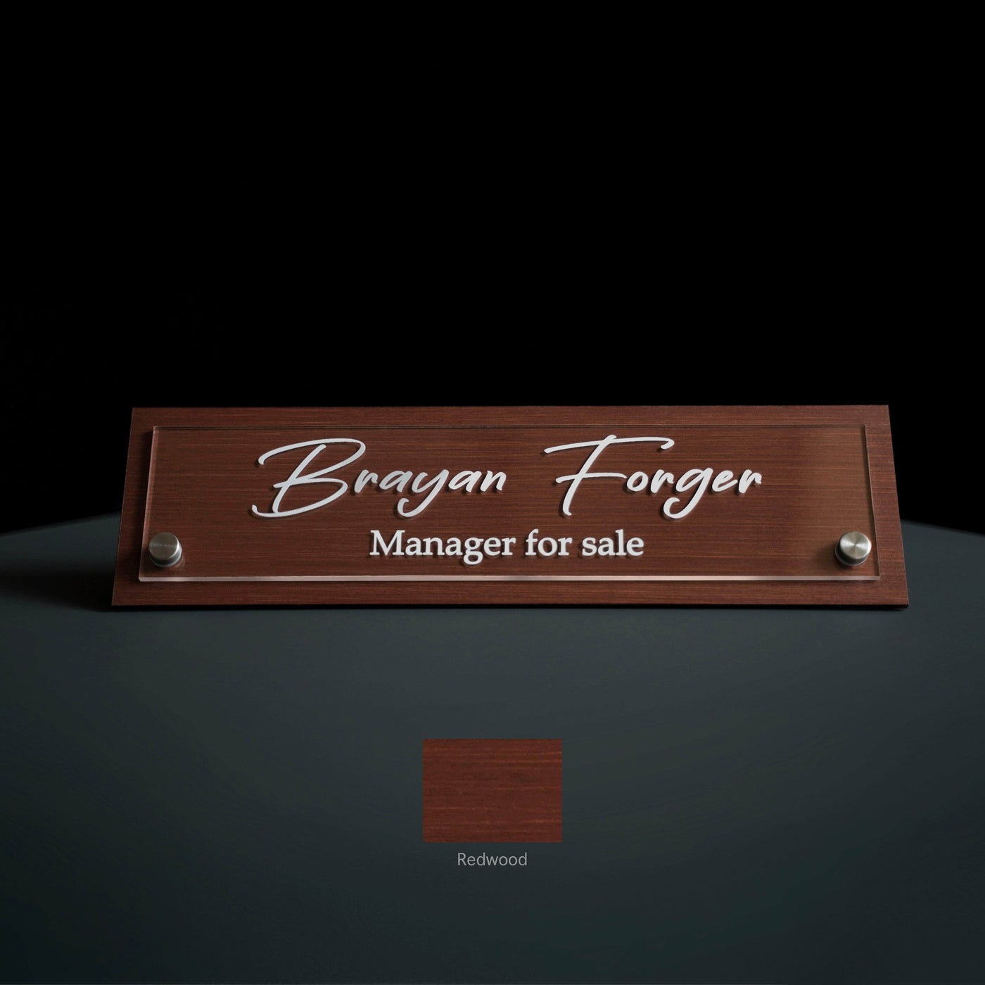 Desk sign Personalized Desk Name Plate: Wood & Acrylic Sign