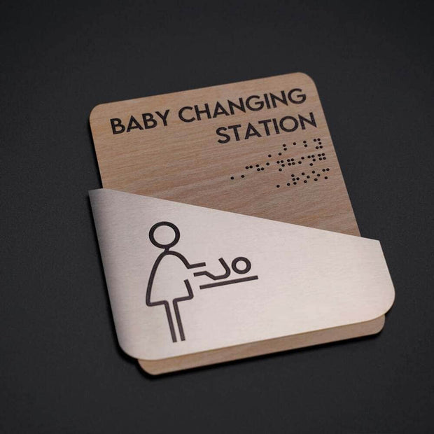 Bathroom Signs Baby Change Sign for Mother — "Downhill" Design