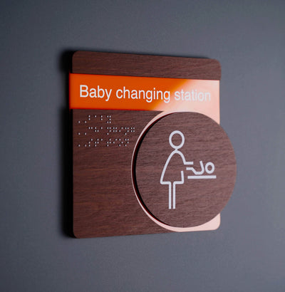 Information signs Wi-Fi Signs: Wood & Stainless Steel Plate — "Genova" Design