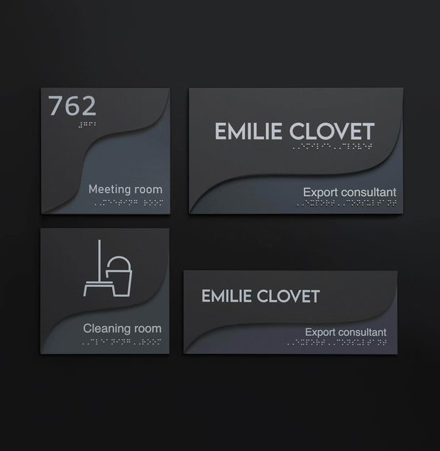 Door Signs Door Sign with Name — Double Acrylic Sign — "Gray Calm"