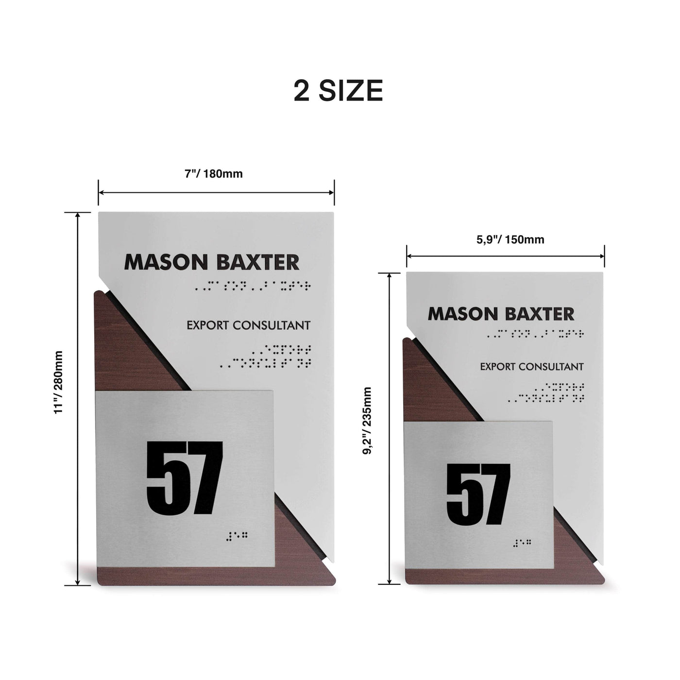 Door Numbers Office Door Number Sign & Name Plates: Stainless Steel & Wood — "Creative" Design