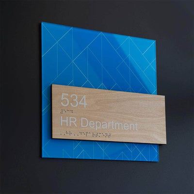 Door Signs HR Office Sign: Universal Plate Blue Light