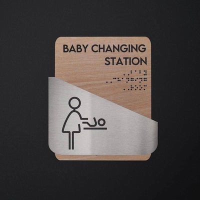 Bathroom Signs Baby Change Sign for Mother — "Downhill" Design